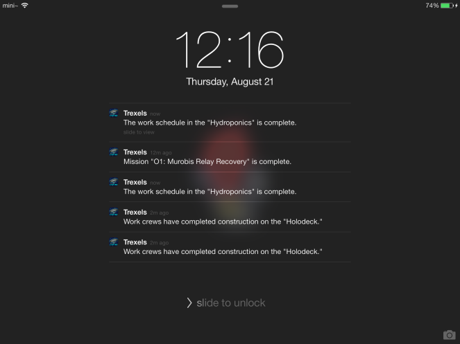 The primary method of playing Trexel: relying on the notifications window!
